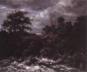 Waterfall by Church Jacob van Ruisdael